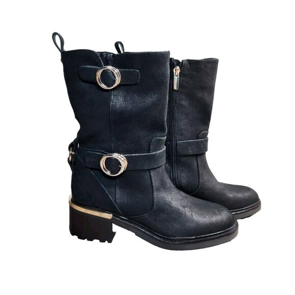 Vince Camuto Shoes - Vince Camuto Women's Size 6.5 M Black Leather Buckle Kerivini Boots (648)